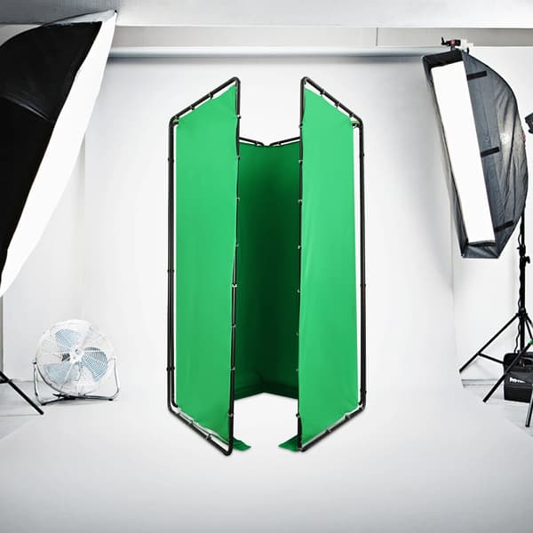 Fotobaggrund med stativ - Rektangulær backdrop - Sammenklappelig - Polyesterstof - Til YouTube og live streaming - Grøn