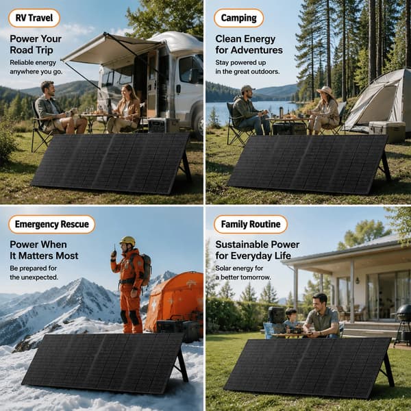 Bærbart solpanel - 400 W foldbart solcellepanel sæt - 4-delt design - vandtæt - oplader til power station - camping