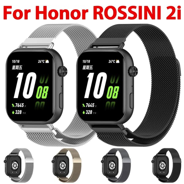 Smartwatch-rem - ROSSINI 2i - Milanese Mesh - Rustfrit Stål - Magnetisk - 22 cm - Sort