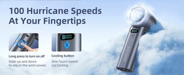 Mini-håndventilator - USB-genopladelig - LED-display - Sammenklappelig - Højhastighedskøling - Sort