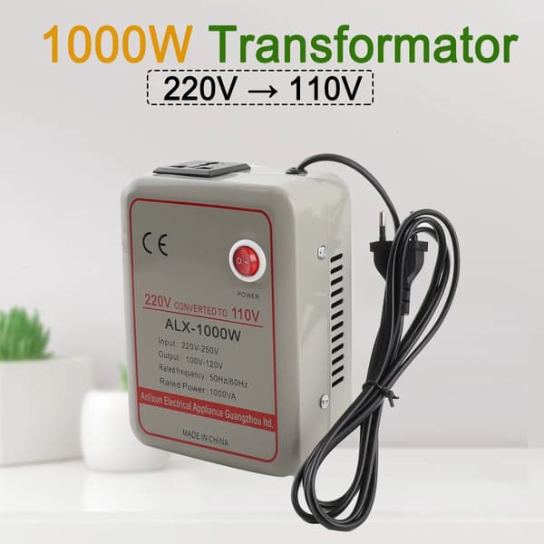 Spændingsomformer - Step Up/Step Down Transformator - 1000 W - 220–250V ↔ 100–120V - AC Til AC - Blå