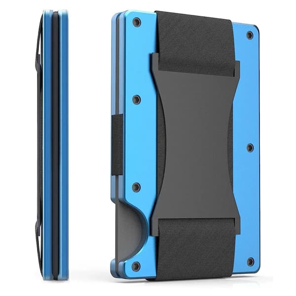 Slimmad plånbok - Mini-korthållare - Unisex - Aluminium - ABS - Bambufiberfoder - Blå
