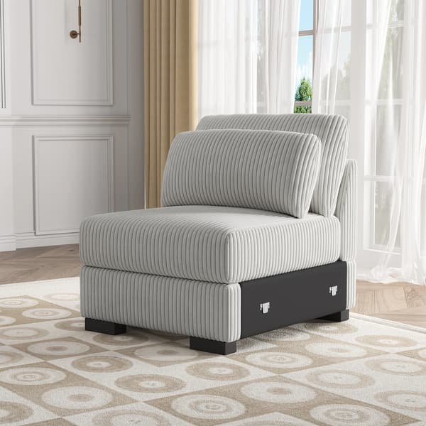 Modulsofa - Sofa B - Fløjl - Enkelt 1-sæde - Brede Armlæn - Moderne Design - Grå
