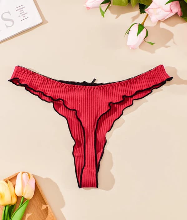 4-pack damtrosor i bomull - String G-string - Sömlös - Andningsbar - Stretchig - Hudvänlig - Röd