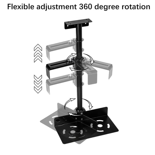 Universal PC-holder - CPU-holder til under skrivebord eller væg - Roterbart beslag - Til computere over 50,8 cm - Sort