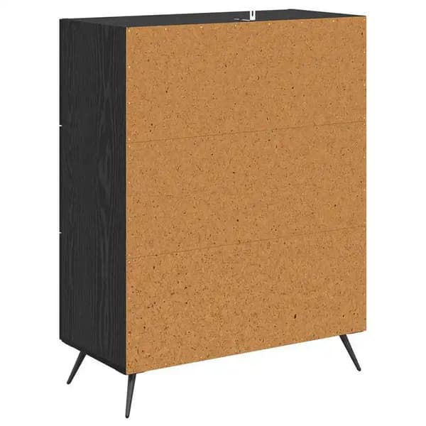 Kommode i egetræ - Skuffekommode - 69,5 x 34 x 90 cm - Trækomposit - Til opbevaring af småting - Sort