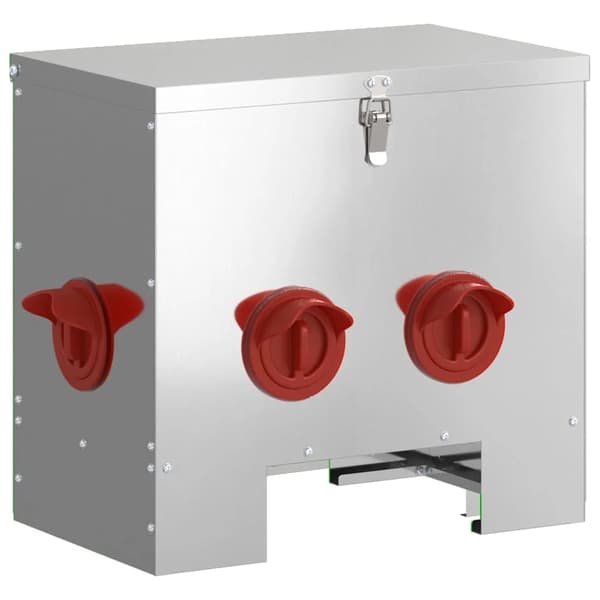 Hönsfoderautomat - Kycklingmatare 2-pack - Tygmaterial - 40,5 x 25 x 38 cm - Armygrön
