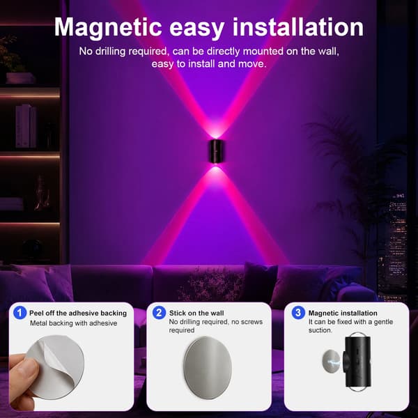 Väggbelysning - Vägglampor - 2-pack - Väggmonterade - Svarta - ABS - Art déco - För studierum