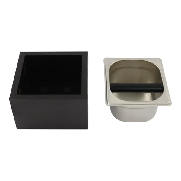 Espressobeholder til kaffegrums - Knockbox til kaffepucke - Rustfrit stål - 1500 ml - Sort