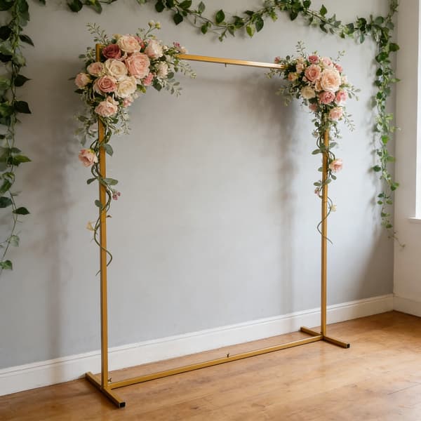Rektangulär Bröllopsbåge - Metallställning - Återanvändbar - 2 x 1,5 m x 45 cm - Gul