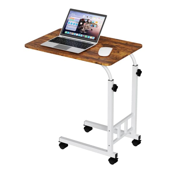 C-formet sidebord - Højdejusterbart laptopbord - Til sofa og seng - Metalstel - Retrofarve
