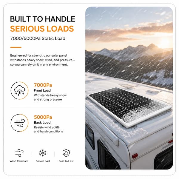Solpanel 80W - Rigid glas solcellepanel - 5 m DC-kabel - 5-i-1 DC multistik - Sæt til have, altan, camping