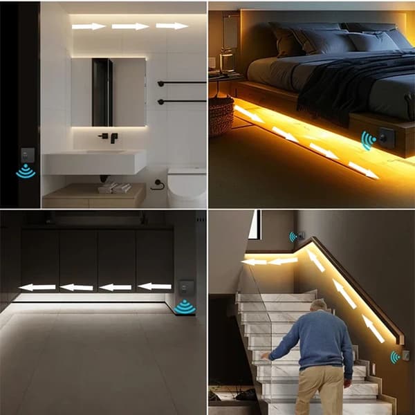 Neon LED trappbelysning - Rörelsesensor LED-list 1 m - USB 5V - Chase-effekt - För trappa garderob sovrum