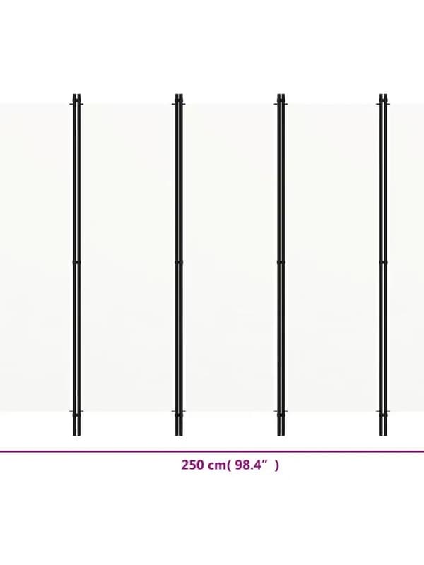Rumsavdelare skärmvägg - 5-panel vikbar - 250 x 180 cm - Vit