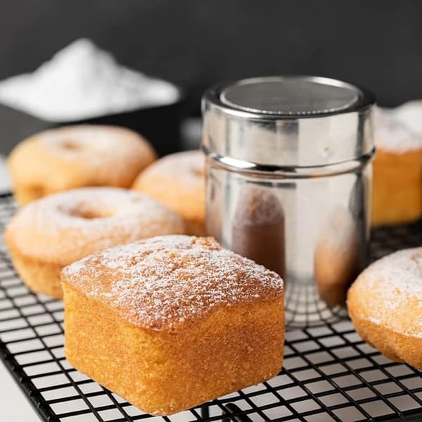 Pulversigte til kaffe og bagning - Rustfrit stål - Med låg - 2 dele