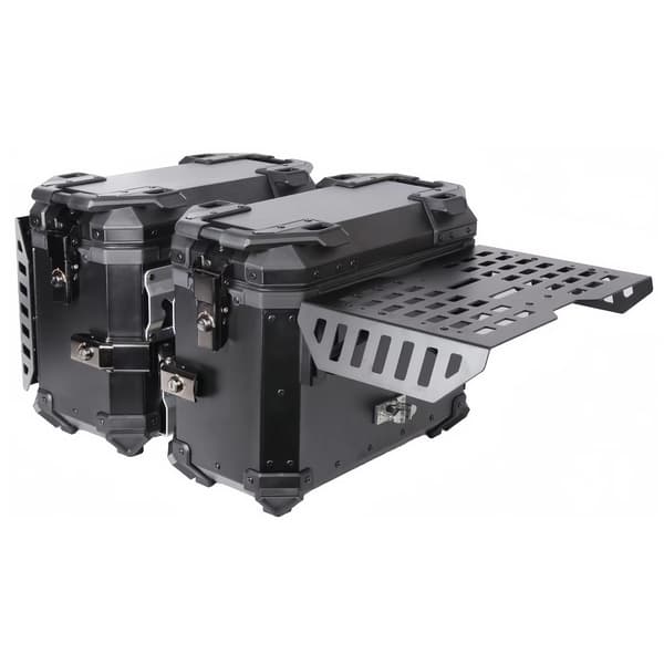 Motorcykelväskor - Sidoväskor - 2-pack - 38 l - Aluminiumlegering - Hopfällbara - Vattentäta - Snabbfäste