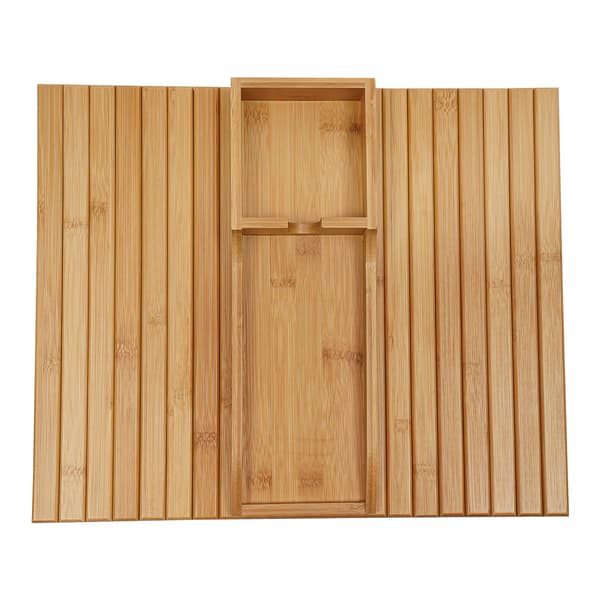Bambu soffbricka - Rektangulär soffbricka/serveringsbricka - 41,5 × 34 cm - Hopfällbar - Antik look - Neoklassisk stil - Träfärg