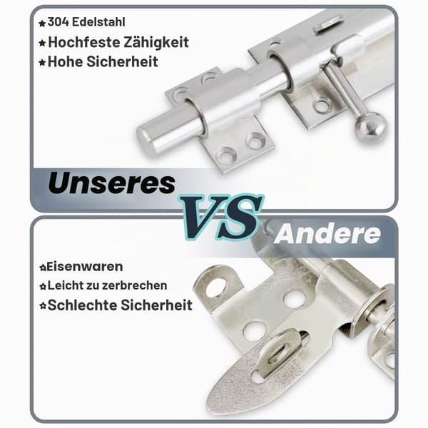 2-pack Dörrregel - Skjutregel - Rostfritt Stål - Skruvmontering - 16 cm
