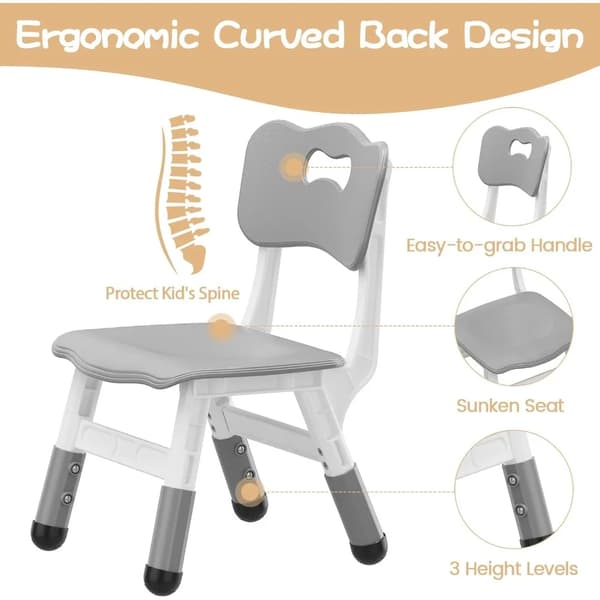 Barnstolar - Ergonomiska barnstolar - 2-pack - Plast - Utan dyna - Ej roterbara - Ljusgrå