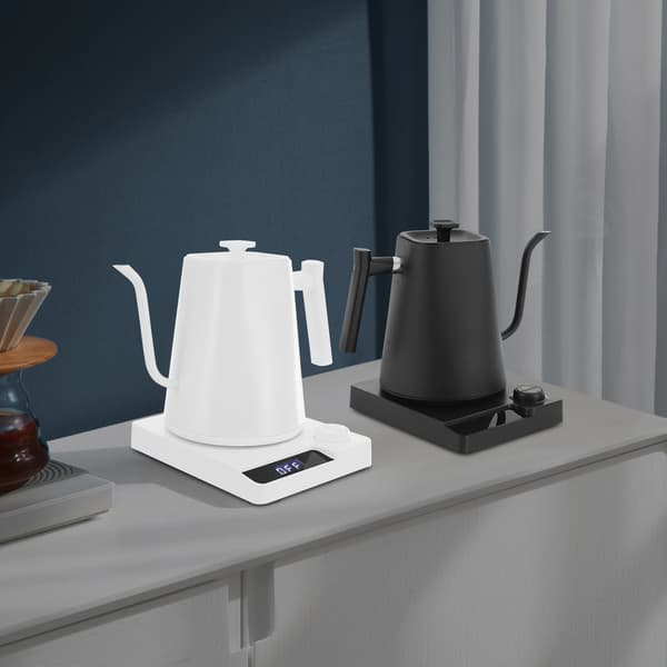 Elkedel - Elektrisk kaffekedel - LED-display - Rustfrit stål - Sort