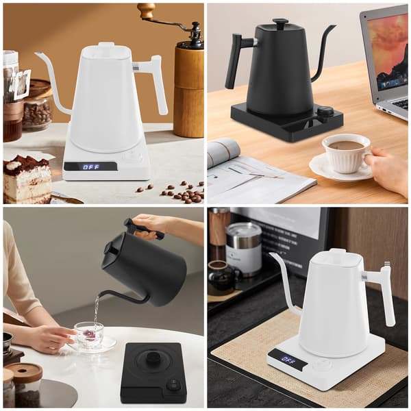 Elkedel - Elektrisk kaffekedel - LED-display - Rustfrit stål - Sort