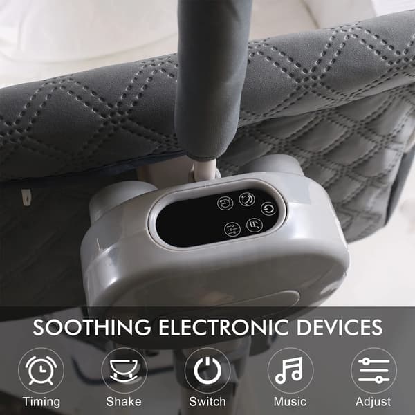 Elektrisk Bluetooth-babyseng - YC608 Vugge - Tipbeskyttet - Vuggefunktion - Til Nyfødte - Søvnassistent - Grå