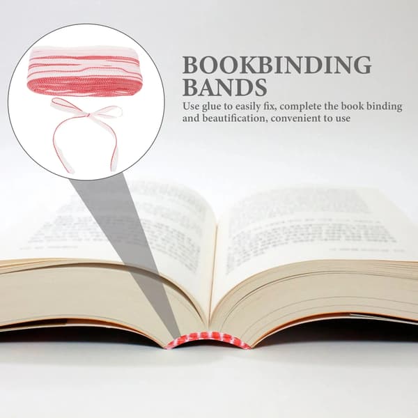 Kapitalband bokbinding - Bokbindarband - 3 m längd - Bredd 1,5 cm - Polyester bomull - För hårdbundna böcker - Röd