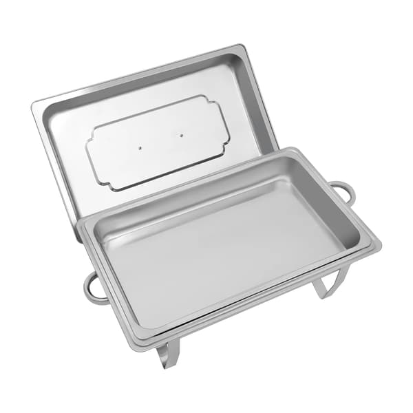 Buffé chafing dish - Rektangulär matvarmare 9 l - Fällbart stativ - Rostfritt stål - Stor kapacitet - Silver