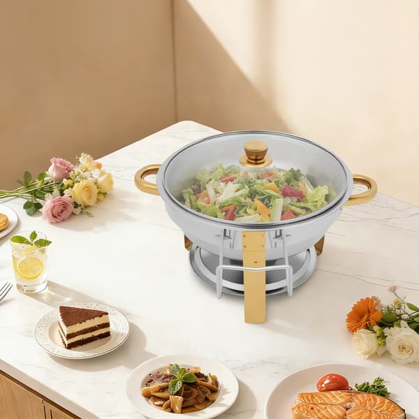 Chafing dish buffet-sæt - Rund buffetvarmer - Rustfrit stål - 4,7 l - Til buffetservering