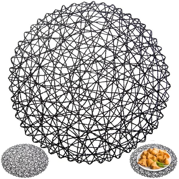 Rundt bordunderlag - Bordstablet - 35 cm - Polyester - Sort