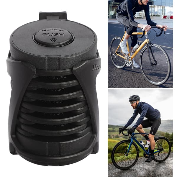 Cykellås - Sammenklappeligt kombinationslås - Kode+nøgle, 10.000 koder - Længde 88 cm - Stål/zinklegering - Sort