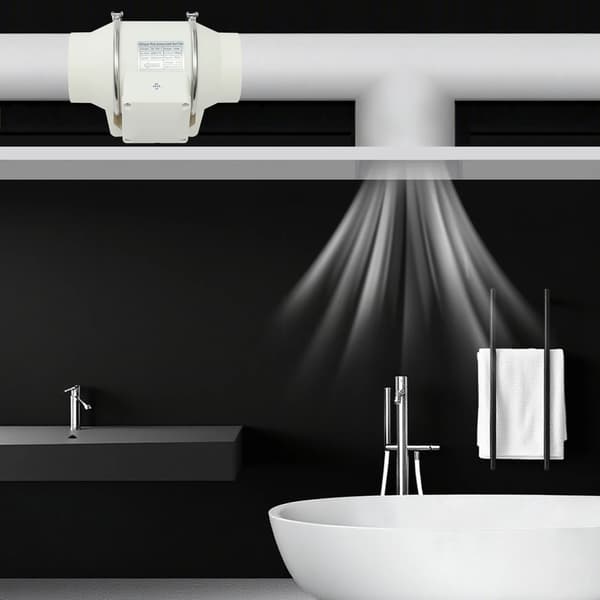 Kanalventilator - Inline rørventilator HF200mm - AC-strøm - Lysegul