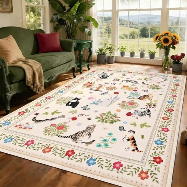 Vaskbart tæppe - Gangtæppe - 100 % polyester - Gummibagside - Maskinvaskbart - 200 × 290 cm - Beige