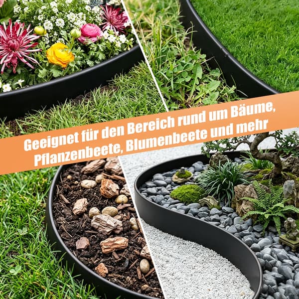 Havekant - Græskant - 10 m - Fleksibel - Robust - Plast - Sort