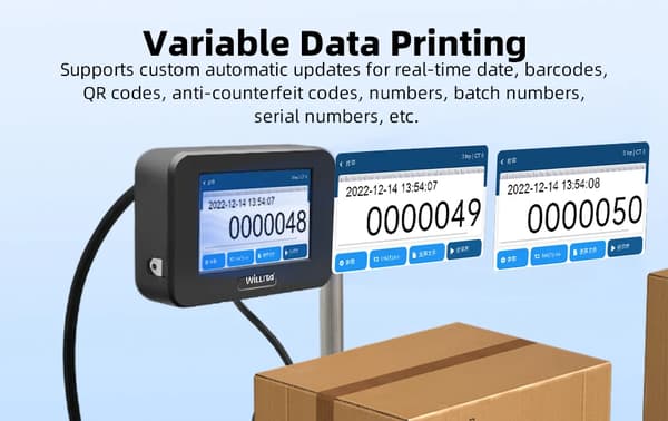 Online termisk inkjet-printer - Z-100 TIJ koder - 12,7 mm printhøjde - Dato- og logotryk - Udløbs- og batchkoder - 4 kg - Z-100