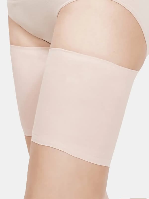 Lårbånd mod lårskav - 2-pak - Elastiske - Silikonegreb - Polyamid - Størrelse S - Beige