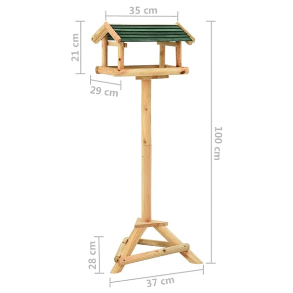 Fuglefoderbræt med stativ - Hængende foderautomat - 37x28x100 cm - Stof - Til udendørs brug - Armygrøn