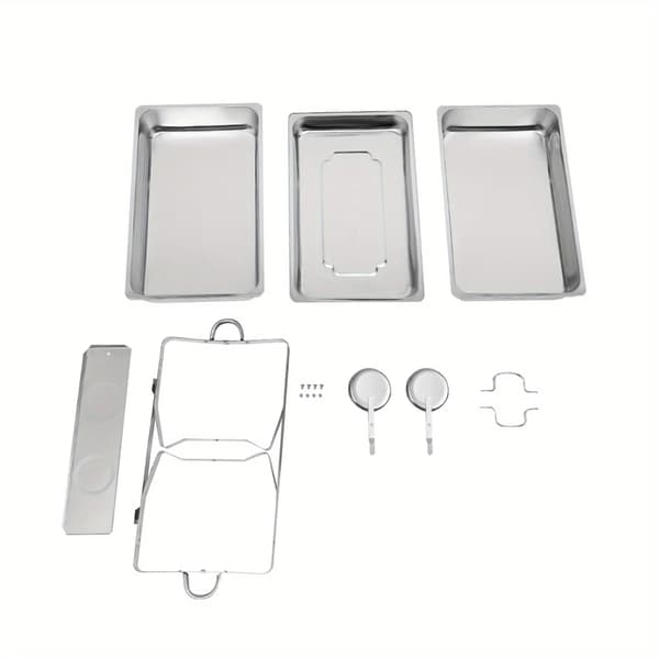 Buffé chafing dish - Rektangulär matvarmare 9 l - Fällbart stativ - Rostfritt stål - Stor kapacitet - Silver