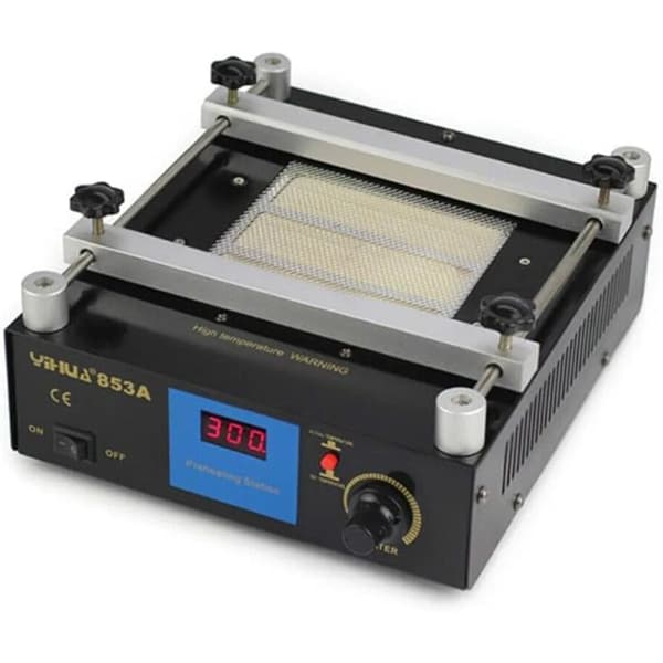 IR PCB-forvarmer - Loddestation - 450W effekt - 50–400°C digital PID-styring - 12x12 cm varmeflade - LED-display - Keramisk emitter - Sort