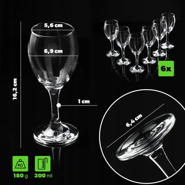 Vitvinsglas - Set - 6 st - 200 ml