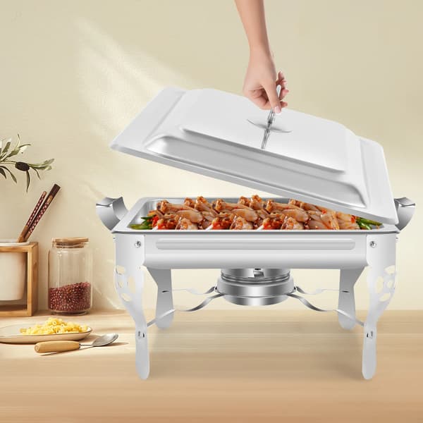 Chafing Dish - Buffévärmare - Rektangulär - 6 L - Rostfritt stål - Med lock - Silver