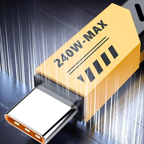 Multi USB Opladerkabel - 3-i-1 Hurtigladekabel - 240W 3A - 1,2 m - Til iPhone Huawei USB-C Micro USB - Sort