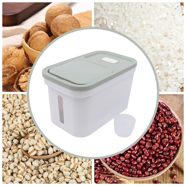 Kornopbevaringsbeholder - Risdispenser 10 kg - Lufttæt korn- og foderbeholder - Til ris, bønner, sukker og tørfoder