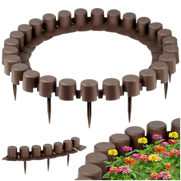 Havepalisade - Bedkant - 220 cm - 4 dele - Plast - Brun - Nem montering