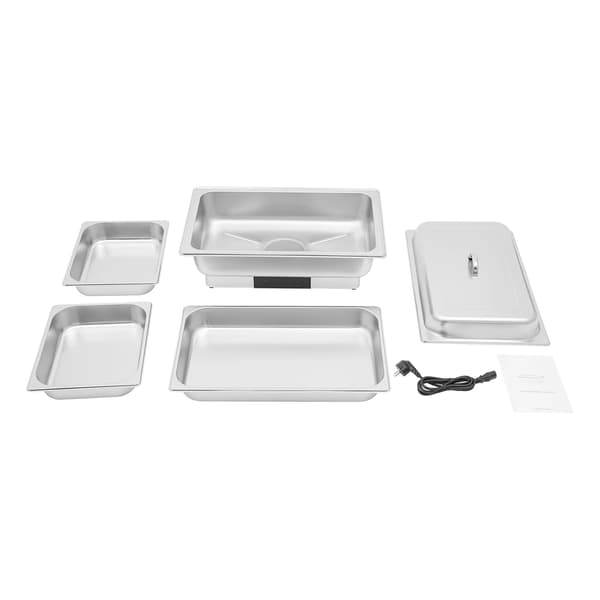 Buffetvarmer - Elektrisk chafing dish - 600 W - Rektangulær - Rustfrit stål - Temperaturkontrol