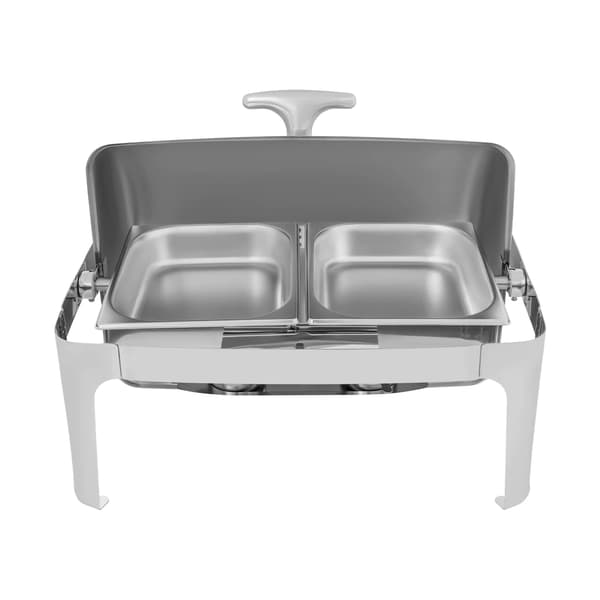 Matvärmare - Chafing dish-set - 201 rostfritt stål - 9 l - Fällbart lock - Alkoholbrännare - Rektangulär - Silver