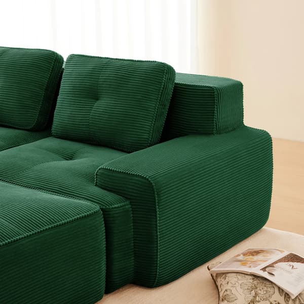 Modulsoffa - U-formad 4-sitssoffa - Manchestertyg - Vadderad - Halkfri - Brun