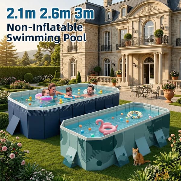 Pool - Foldbar rektangulær pool - Model B 2,6 m - Ikke-oppustelig - Til voksne og børn - Til have og terrasse