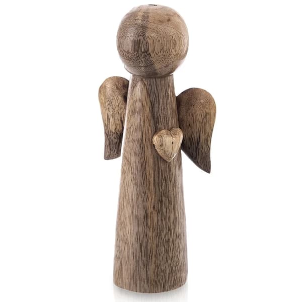Julefigur i træ - Engel MANGO - 21 cm - Brun