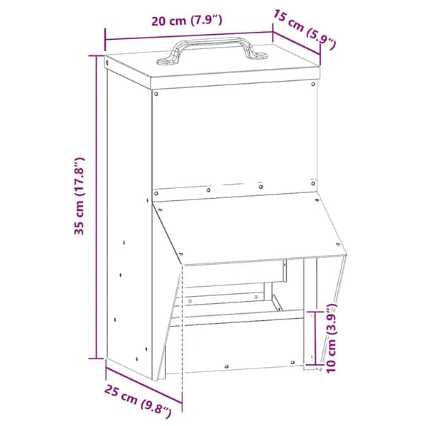 Hönsmatare kycklingfoder - Hängande foderpåse - Tyg - 20 x 25 x 35 cm - För utomhusbruk - Armygrön
